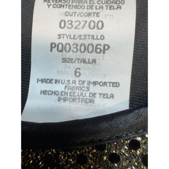 Molly Malloy Evening Party Dress Womens 6 Petite Black Gold Glittery A-Line Midi - Picture 3 of 16